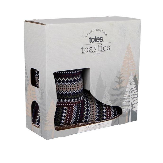 totes Mens Fair isle Boot Slipper Multi Extra Image 7